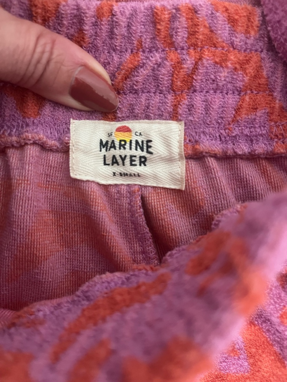 Marine Layer Pink and Orange terry cloth Set Shorts+Short Sleeve Button-Down Top - Picture 3 of 8